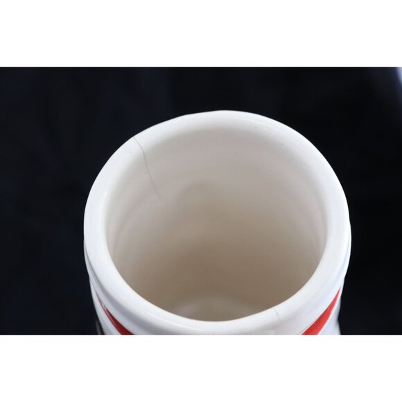 Vintage Set Of Five 1965 Budweiser Beer Mugs White Red Gold Pottery - Picture 7 of 7